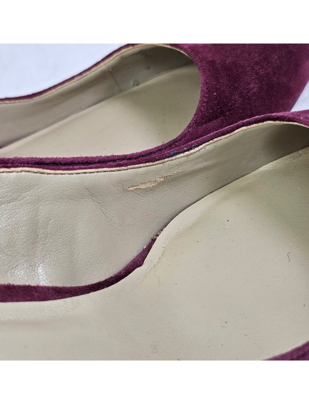 Ann Taylor Eryn Suede Pump 2.75” Kitten Heel Pointed Toe Scarpin 8.5 Plum Rose - Picture 12 of 13
